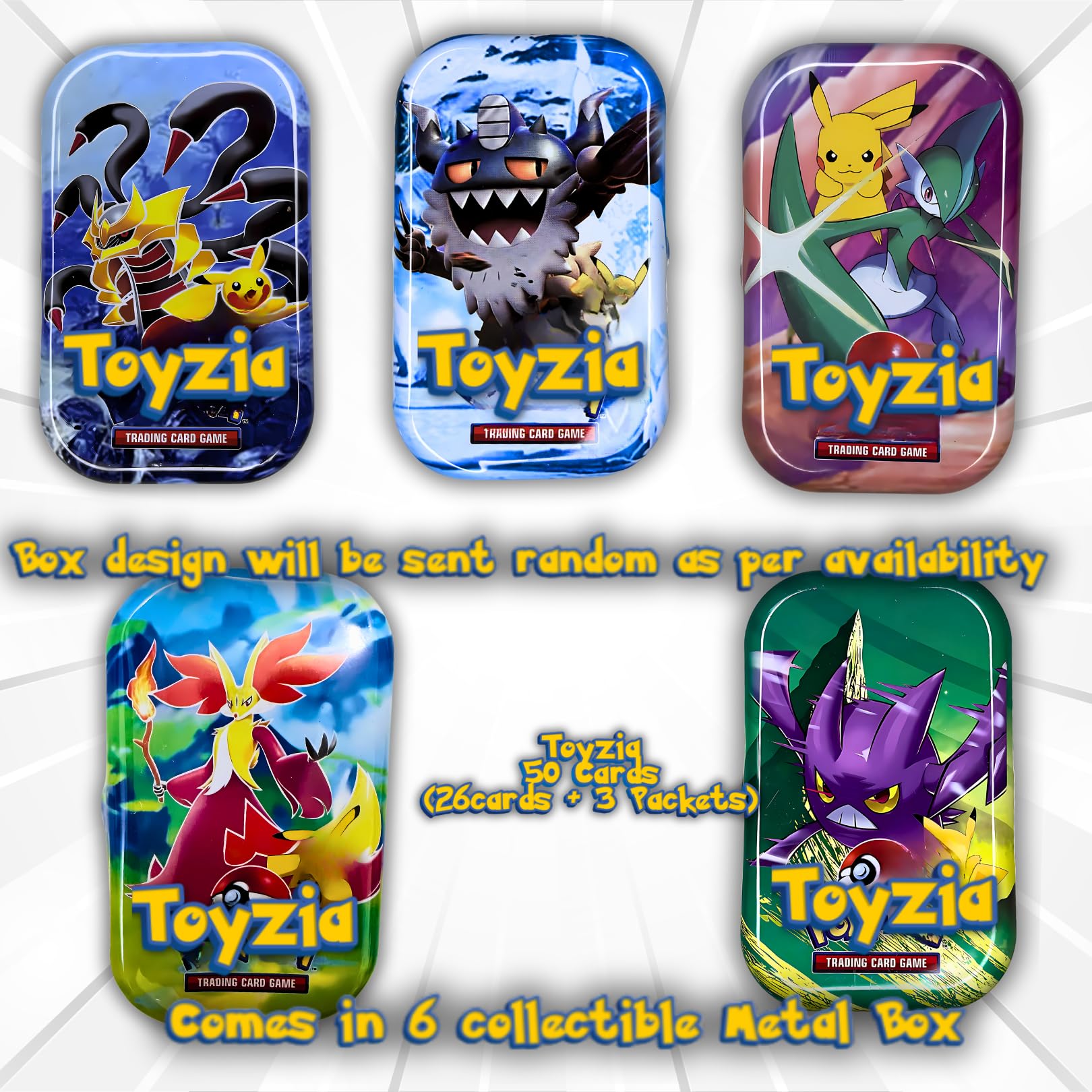 Toyzia Poke Booster Pack| 50 Rare V Series, VMAX, GX, Core Series Holo Cards in Collectible Box|Pokemon Trading Card|TCG|Random Box - Image 7 thumbnail