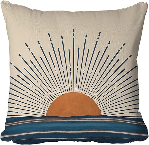 Miniatura 1 de Fundas de almohada bohemias, fundas de almohada abstractas horizontales de puesta de sol y amanecer, súper suaves, decorativas, retro, estéticas,