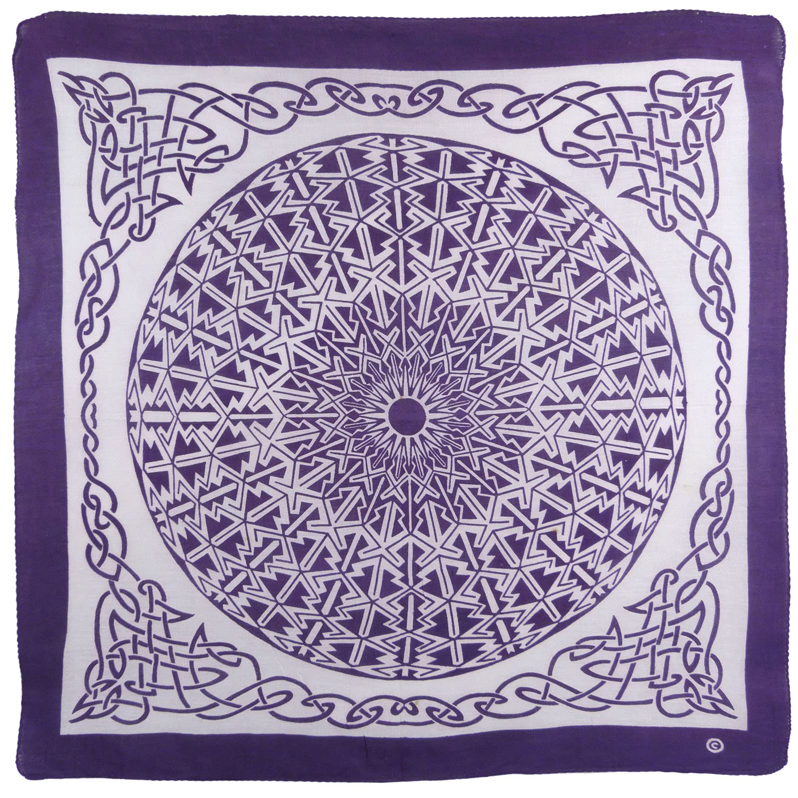 Pickled MoonXL Celtic Sun Bandana Cotton, Purple, Approx 25" x 25" (63.5cm x 63.5cm)