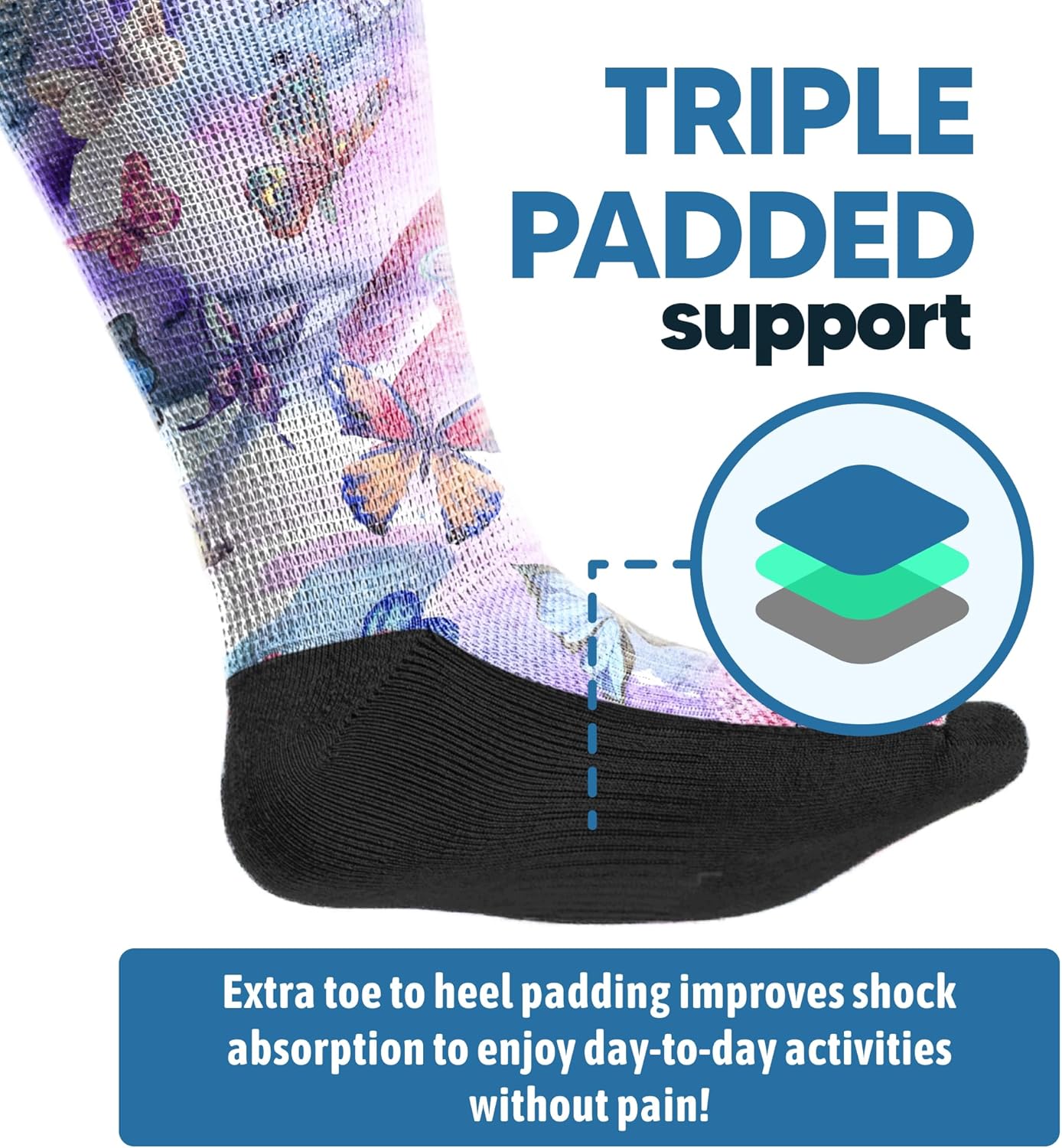 Viasox EasyStretch Diabetic Crew Socks for Men & Women, Non Binding Neuropathy Socks - Image 3