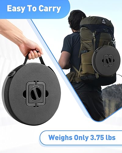 Miniatura 3 de Taburete plegable de altura ajustable mejorada, capacidad de carga de 440 libras, asiento plegable portátil de 20.3 pulgadas para campamento,