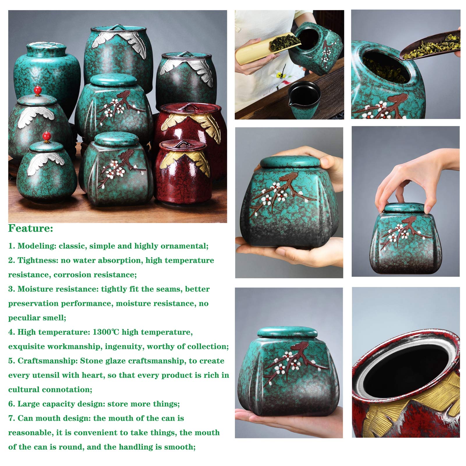 Urna dla zwierząt, Urna pogrzebowa na prochy dorosłych i zwierząt, ręcznie robiona ceramiczna pamiątka, urna do pochówku w domu lub cmentarzu, dla psa, kota, zielona