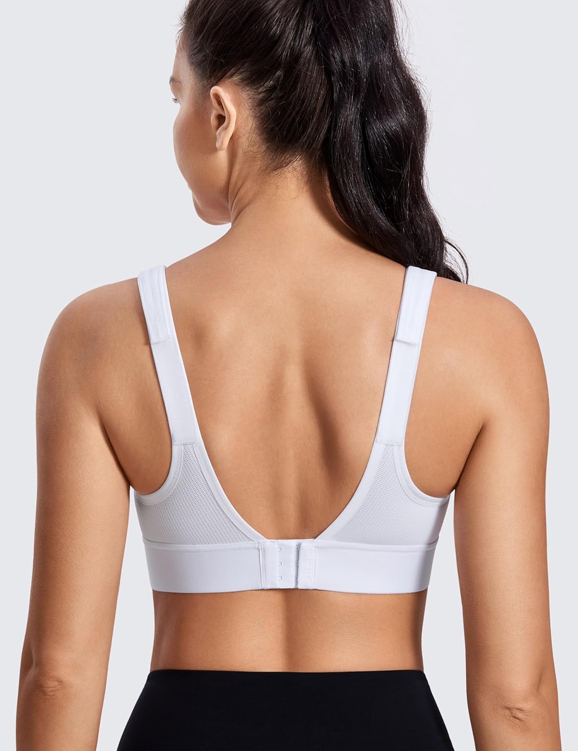 SYROKAN Womens' Sports Bra High Impact Support Zip Front Adjustable Large Bust Racerback Wirefree Padded - Image 4