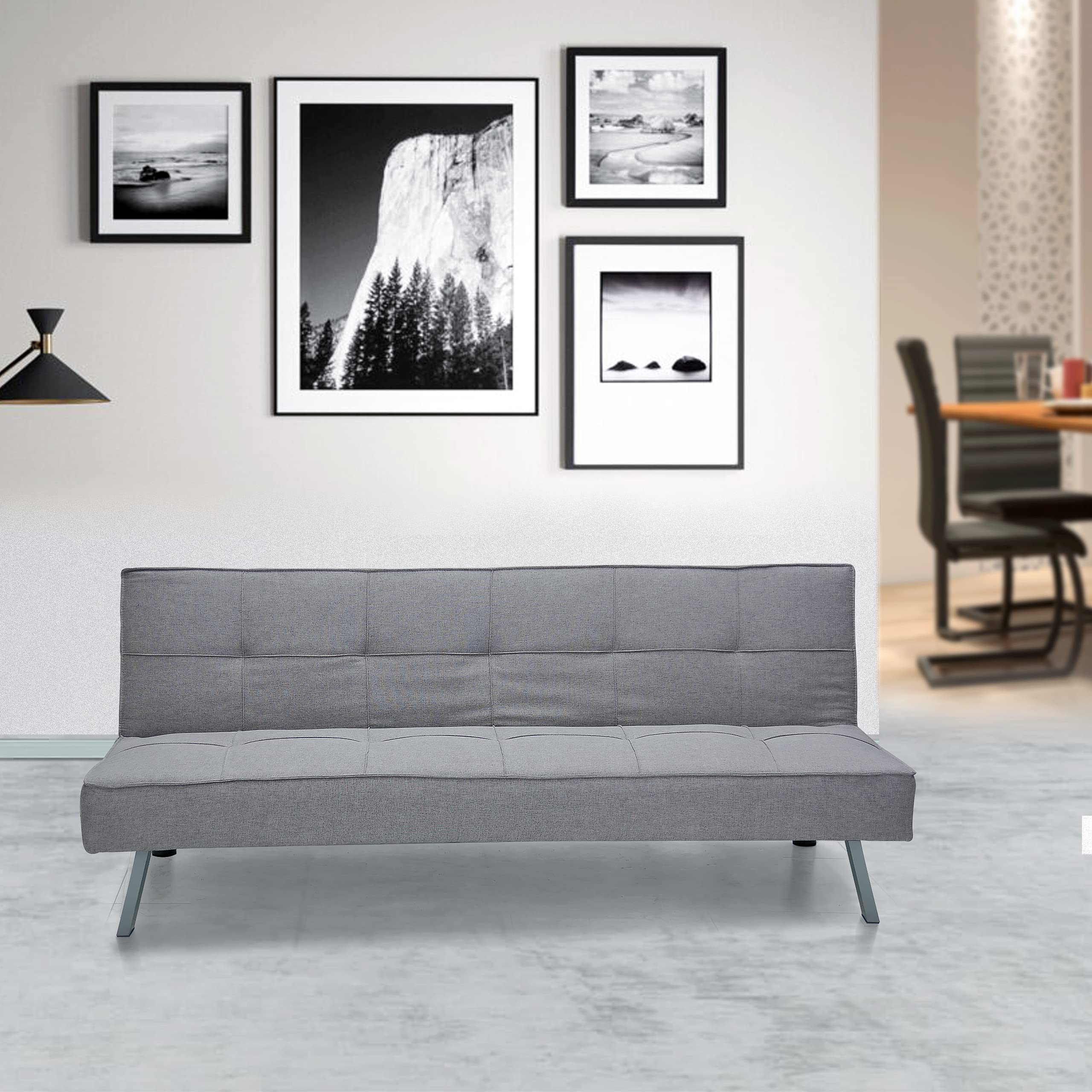 Modern Design SOFA CUM BED OR 3 Seater Sofa Soft PU leather 3-Seater Sofa,Made of finiest fabric sofa cum bed is Foldable Futon Bed for Living Room – Light Grey