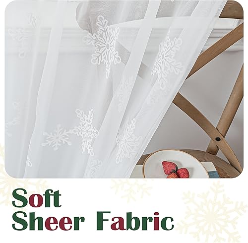 Miniatura 5 de FMFUNCTEX Cortinas traslúcidas de lino de 63 pulgadas para sala de estar cortinas de ventana naturales para cocina paneles de cortina