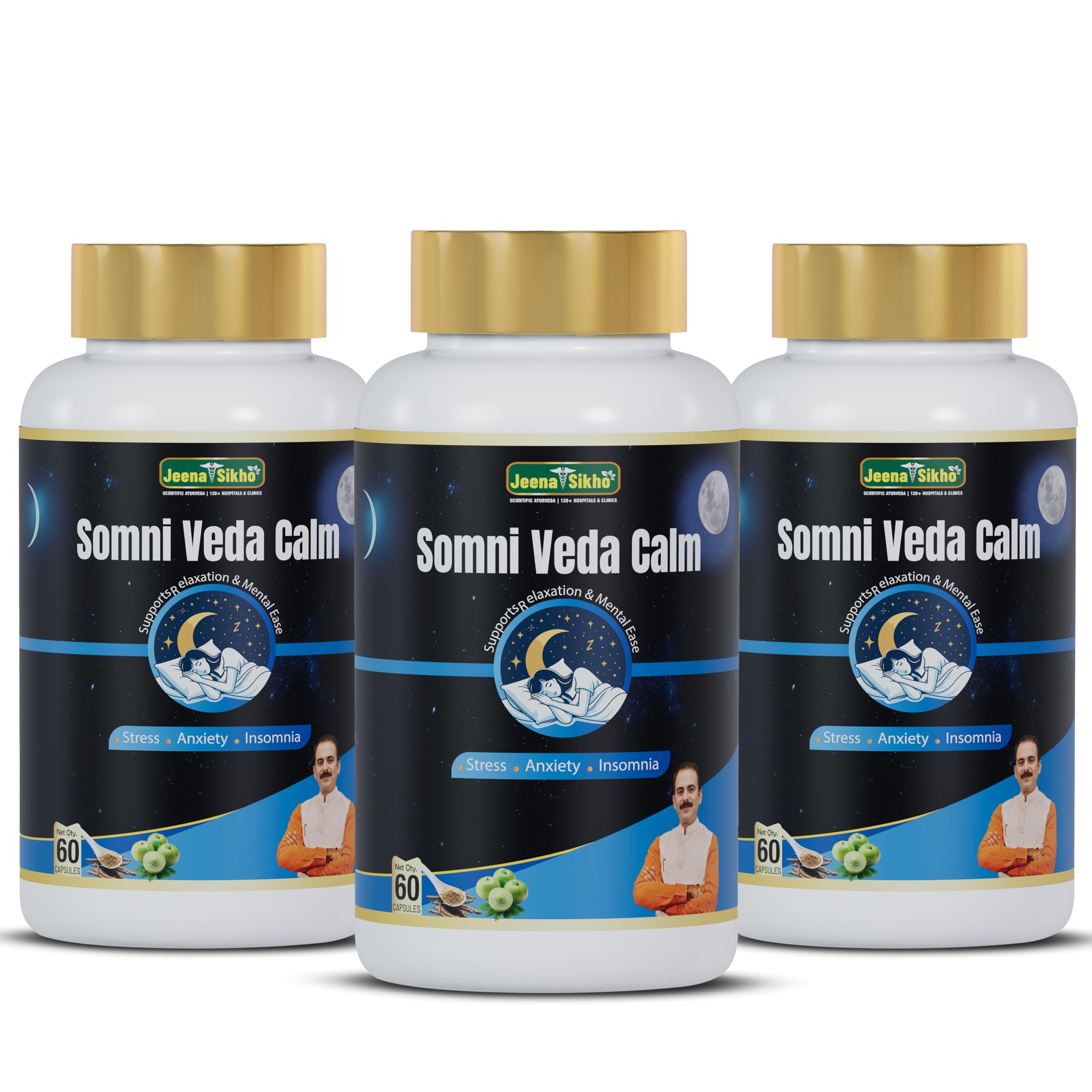 Jeena Sikho Somni Veda Calm Capsule | Assists with Stress & Anxiety | Enriched with Ashwagandha, Jatamansi & Tagar | Helps Maintain Relaxation, Inner Ease & Restful Sleep | 60 Capsules, Pack of 2 — Amazon image 7