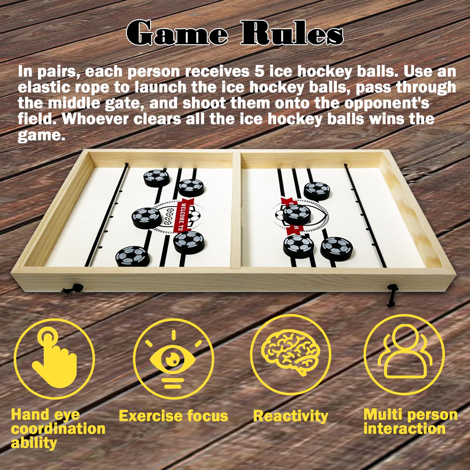 Maphilu Swingbou Juego de Mesa de Hockey Fast Sling Puck Grande Doble Catapult Chess Parent-Child Interactive Table Game