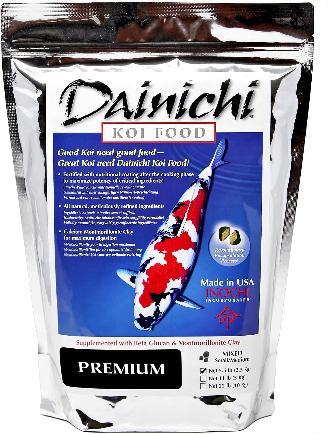 Dainichi Koi Food - Premium (5.5 Lbs), Medium (5.5 mm) Floating Pellet
