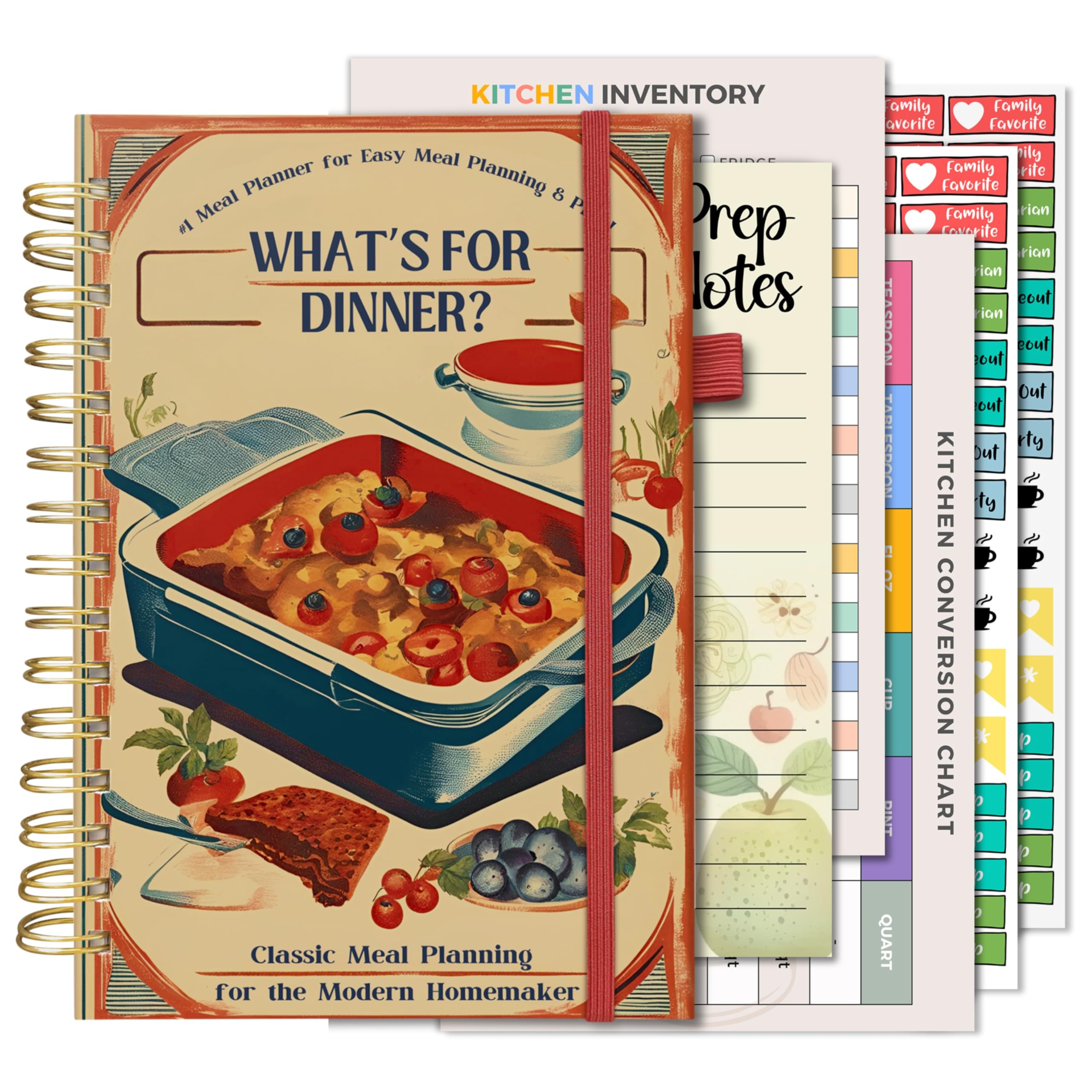 Life & Apples Meal Planner with Grocery List – Undated Weekly Menu & Meal Prep Notebook for Women & Men, Healthy Eating & Weight Loss Planner, 52-Week