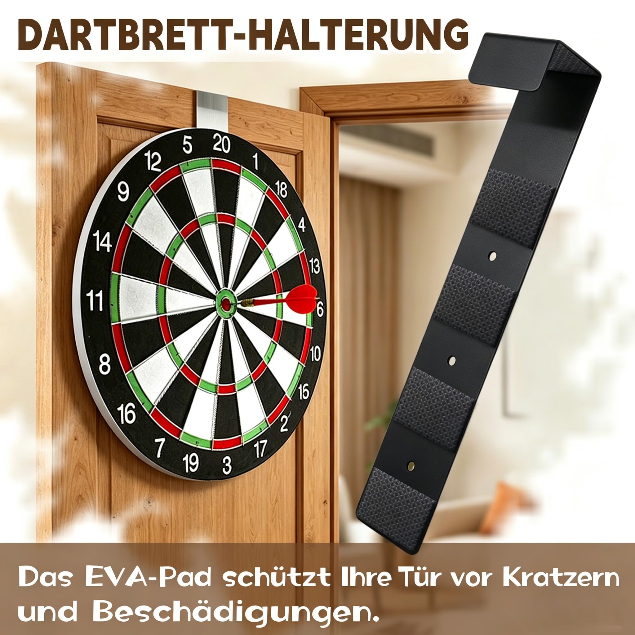 Dartscheibe Ständer für Türen, ohne Bohren, für die meisten Dartscheibe geeignet, platzsparend (Schwarz)
