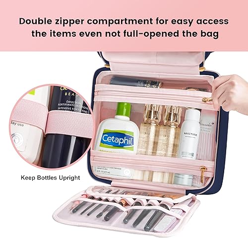 Miniatura 4 de Leudes Neceser de viaje para mujeres que viajan, organizador de maquillaje colgante con bolsa de cosméticos extraíble aprobada por la TSA para