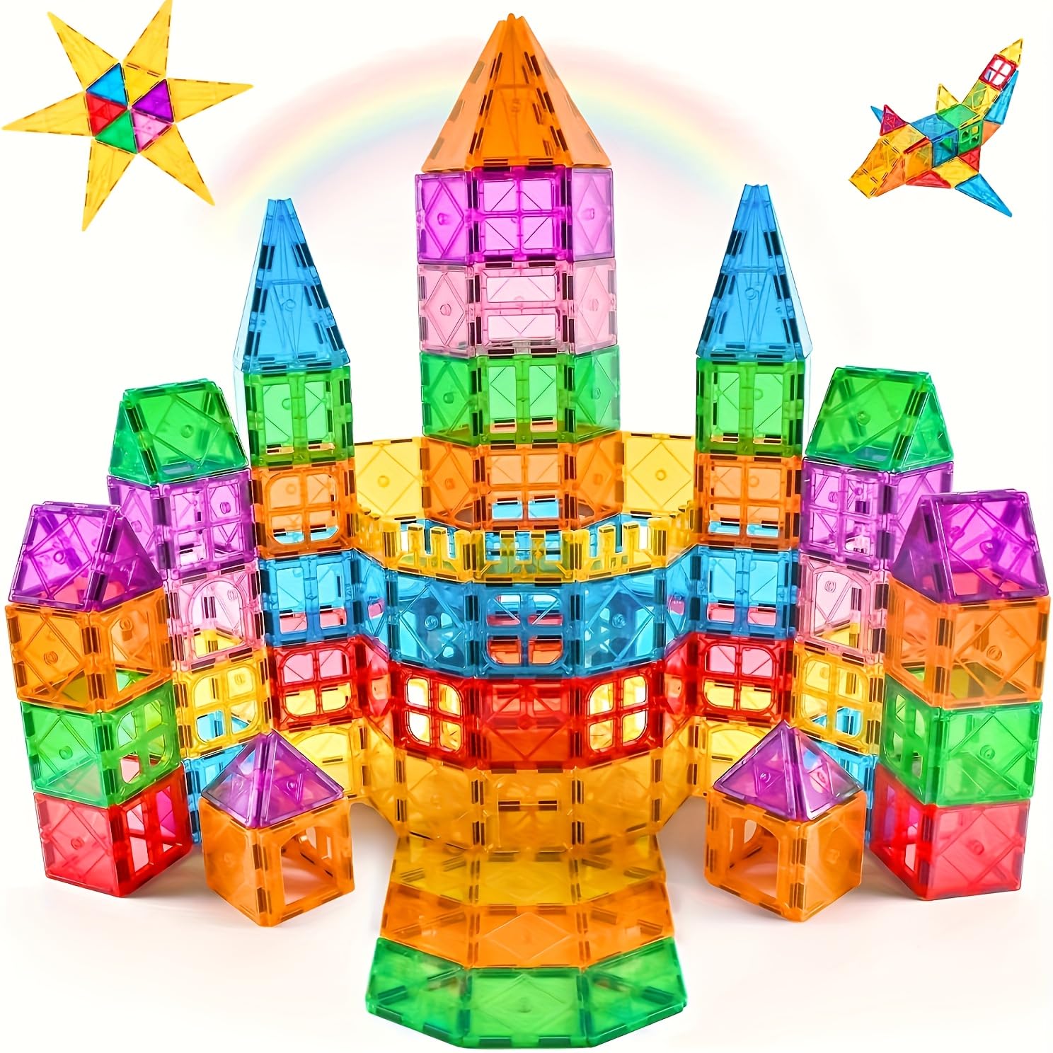 Katiago Magnetische Bausteine 92Pcs für Kinder ab 3+ Jahre Starke Magnet Montessori Spielzeug Kinder STEM-Lernspielzeug-Geschenk zur Förderung der Kreativität für Jungen Mädchen