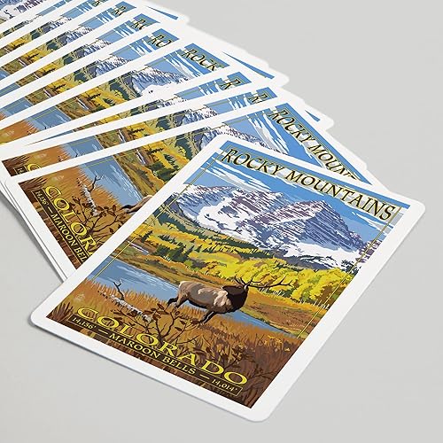 Miniatura 5 de Lantern Press Parque Nacional de las Montañas Rocosas, Colorado, Maroon Bells (52 cartas de juego, baraja de cartas de tamaño póker con comodines)