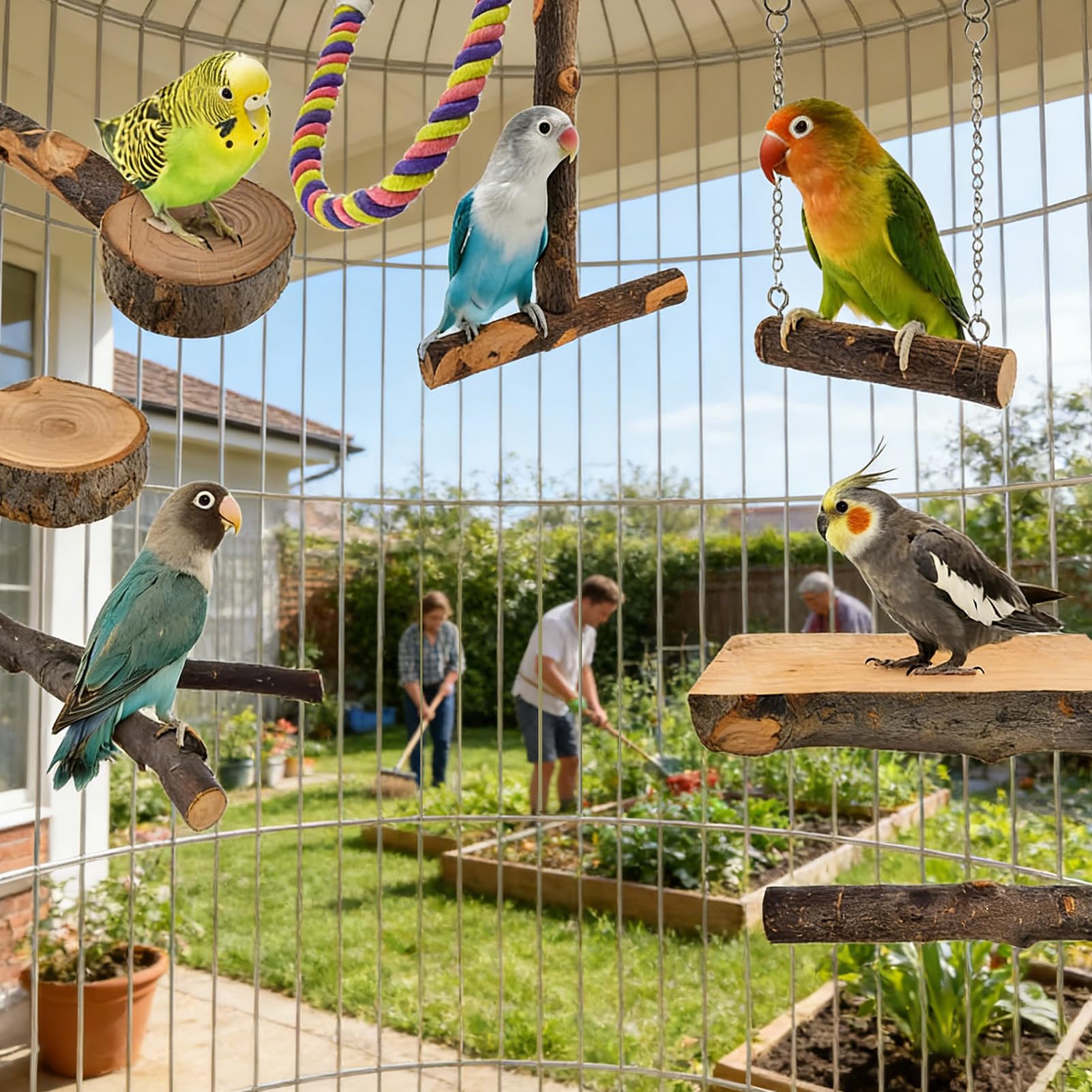 Percha para pájaros, juego de 8 piezas de antideslizante para ejercicio
