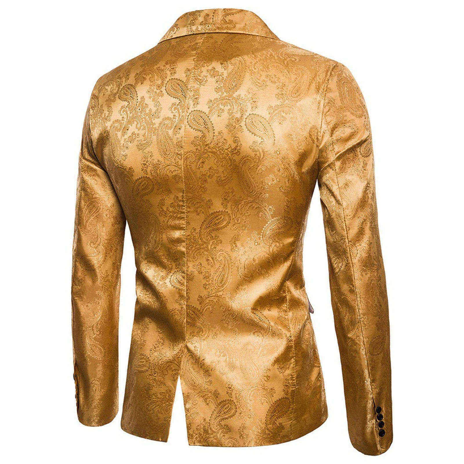 Sakko - Chaqueta de traje de lentejuelas para hombre, diseño floral, para fiestas, bailes de graduación, jacquard, solapa, un botón, cachemira, esmoquin, chaquetas de traje, bodas, fiestas