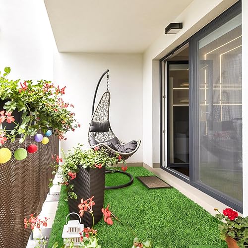 Miniatura 6 de Fasmov Alfombra de césped artificial verde de 3.2 x 6.5 pies, césped sintético realista de lujo, césped sintético grueso, perfecto para interiores y