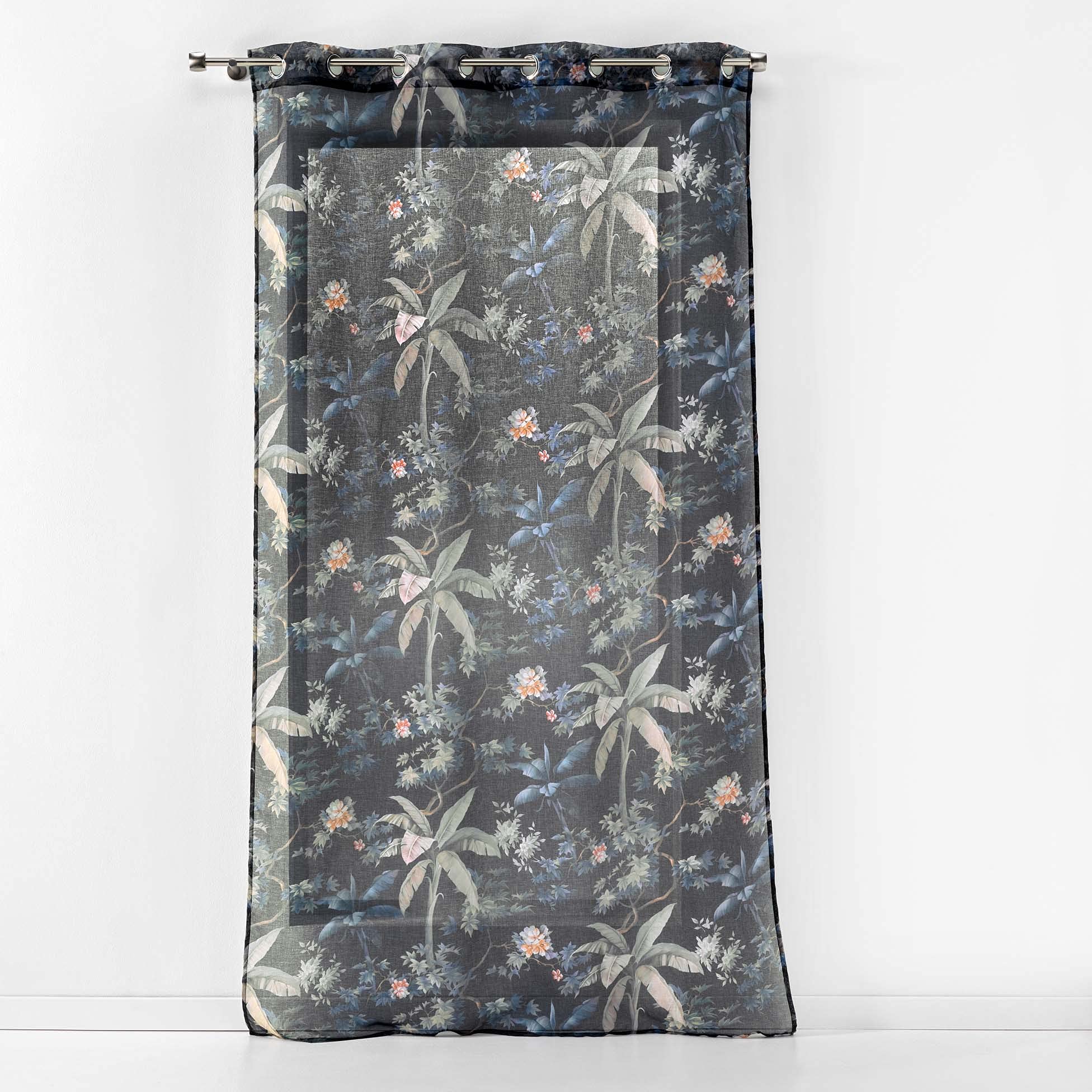 Douceur D'Intérieur Tenda Con Occhielli Callao – Blu 140x240 Cm – Velo Leggero Con Pompon E Top Stampato