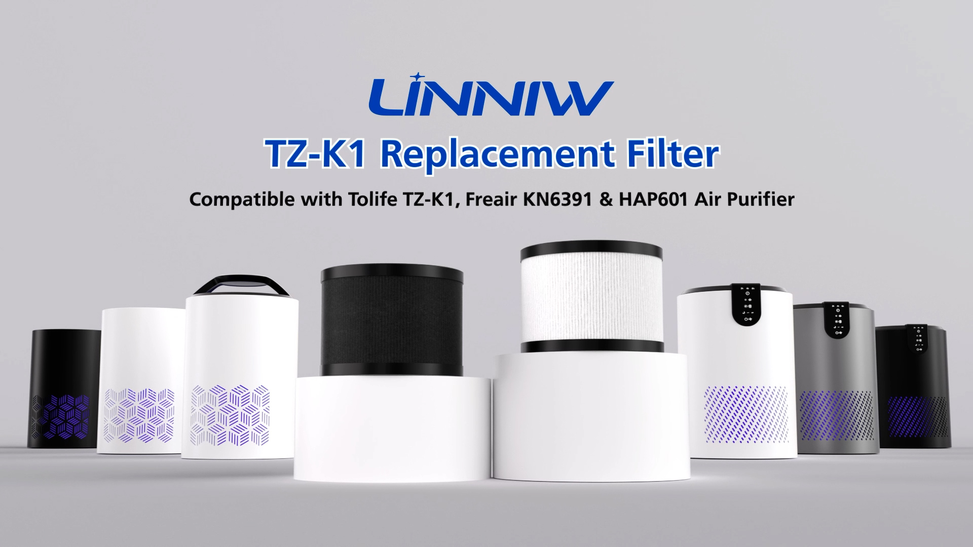 Image of 2 Pack TZ-K1 Replacement Filter Compatible With FreAire Air Purifier, VOOPNU DH-JH12, ToLife And MK01 MK06 Purifier, 3-in-1 Upgraded Filtration Filters, Activated Carbon and Pre-filter, JH12 Filter