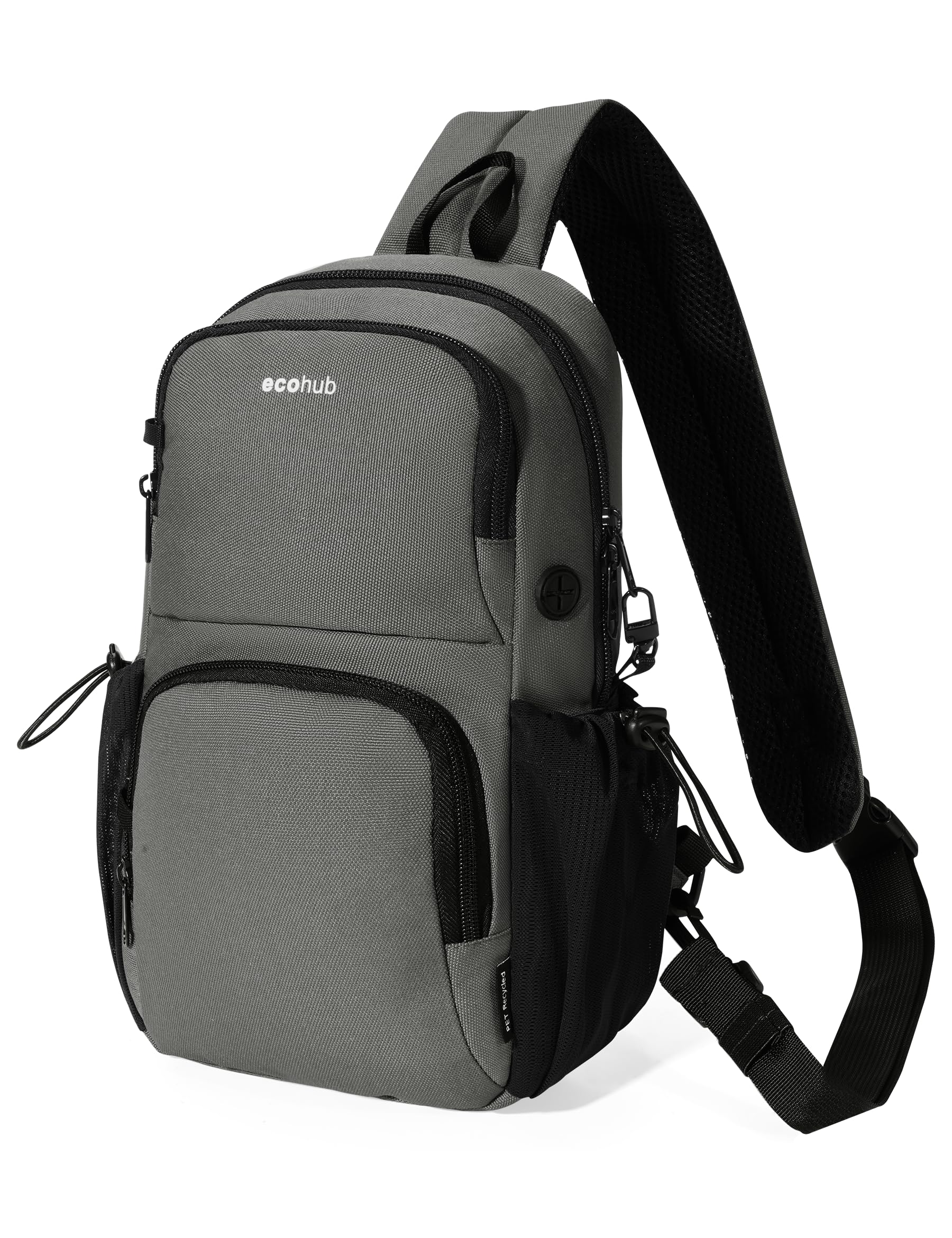 ECOHUB Crossbody Bags for Women Men, Anti-Theft RFID Blocking Sling Backpack Water Resistant Chest Shoulder Daypack, Grey