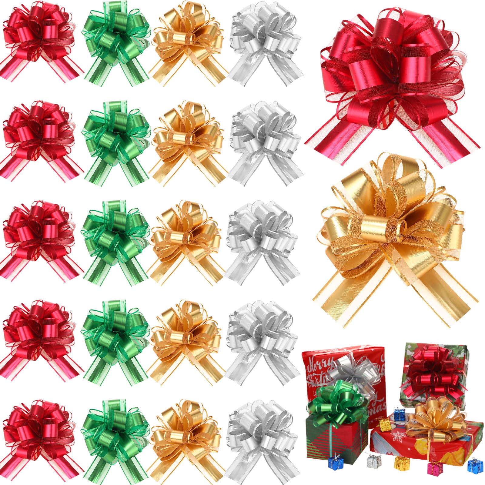 Snapklik.com : WILLBOND 20 Pieces 6 Inch Pull Bows Gift Wrapping Ribbon