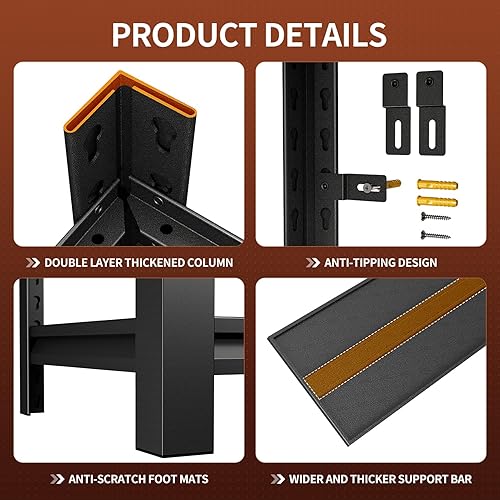 Miniatura 6 de Estantería de garaje, estante de metal de 72 pulgadas de alto x 39.4 pulgadas de ancho x 18 pulgadas de profundidad, estantes de almacenamiento