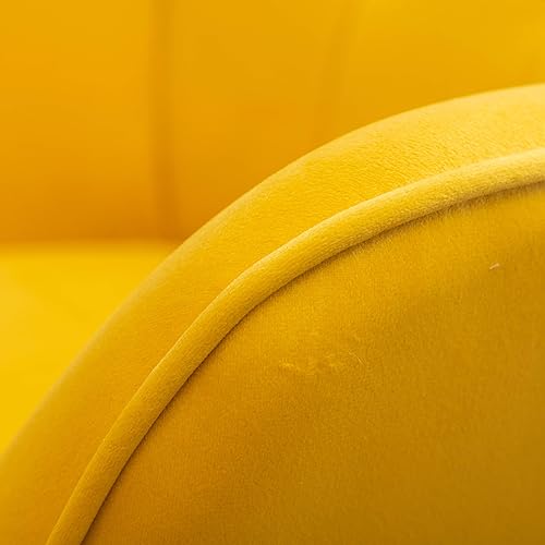 Miniatura 8 de Roundhill Furniture Leiria - Silla contemporánea de terciopelo sedoso copetudo con otomana, color amarillo