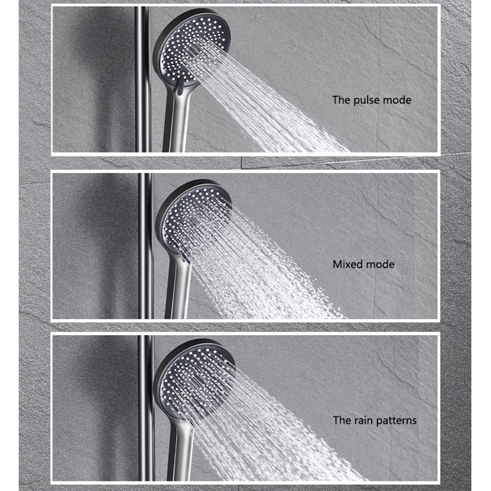 Set di rubinetti per Vasca e Doccia Grigio, soffione Doccia a Pioggia con doccetta, beccuccio per Vasca, spruzzatore per Bidet, Sistema Doccia a 4 funzioni, Miscelatore per Vasca e