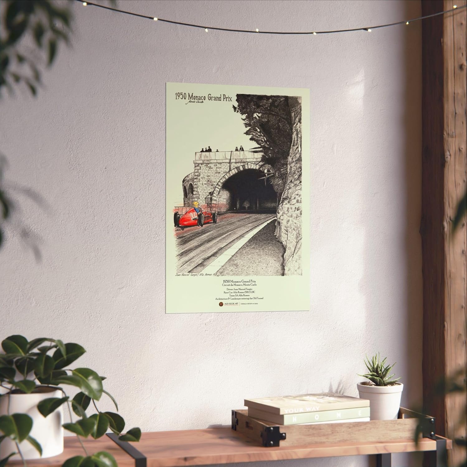 1950 Monaco GP Fine Art Print - Juan Manuel Fangio Formula Racing Wall Art Poster - Best Home, Office, Garage Decor Gift for Race Car Fans