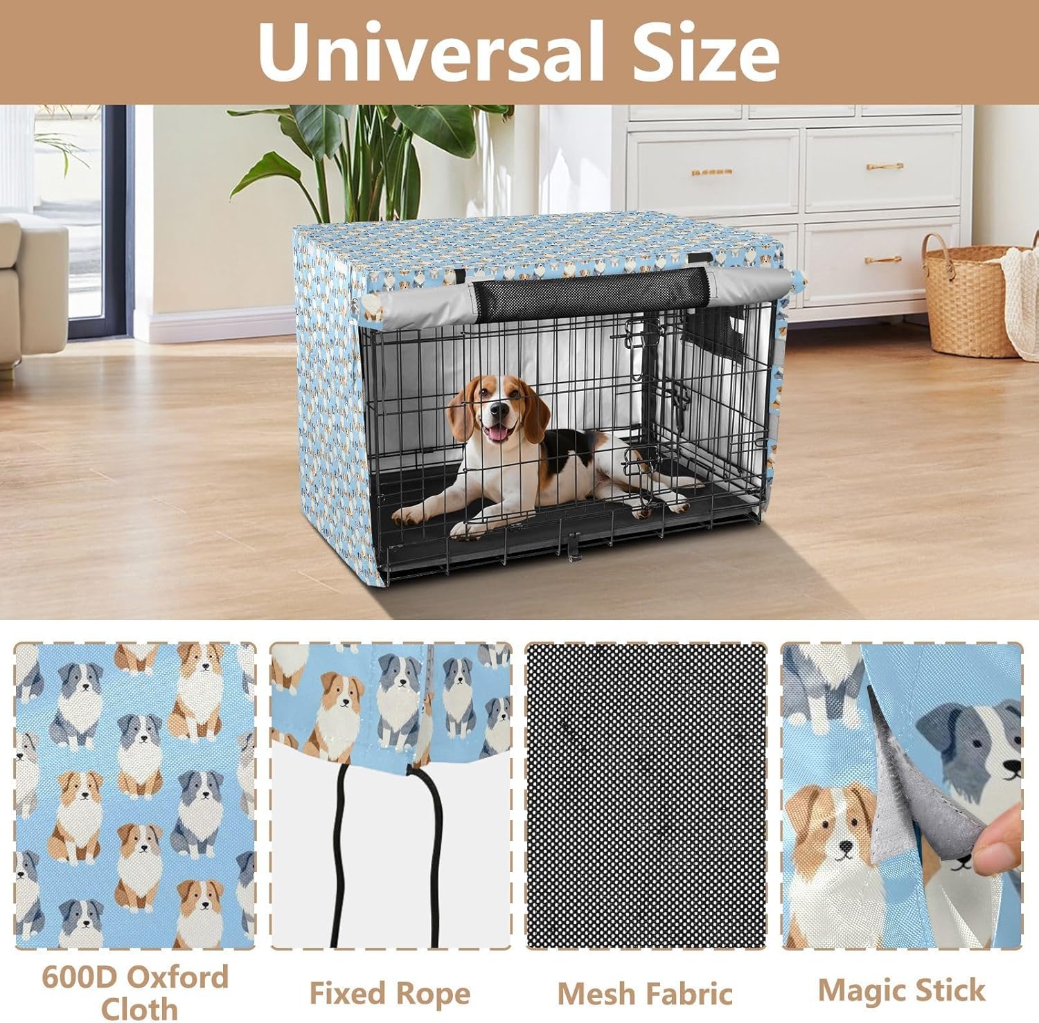 Cute Shepherd Covers for Dog Crates Privacy Kennel Cover Dog Crate Curtains 48 Inch