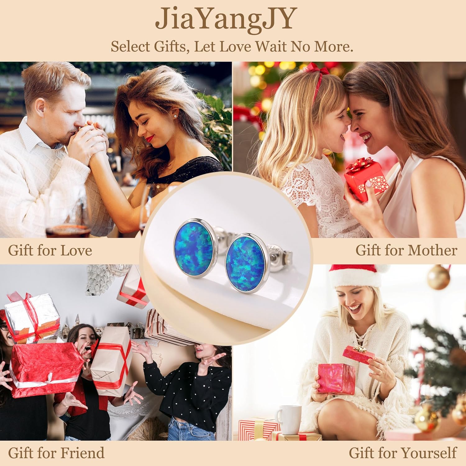 Silver Fire Opal Stud Earrings for Women Sterling Silver Created Green/Blue/Pink/White Opal Stud Earrings - Image 6