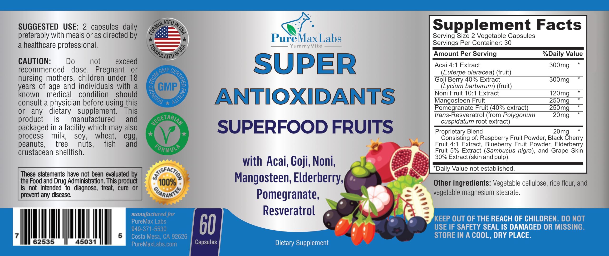 YUMMYVITE Super Antioxidant Fruit Superfood Complex, 60 Count (Pack of 1) — Amazon image 7