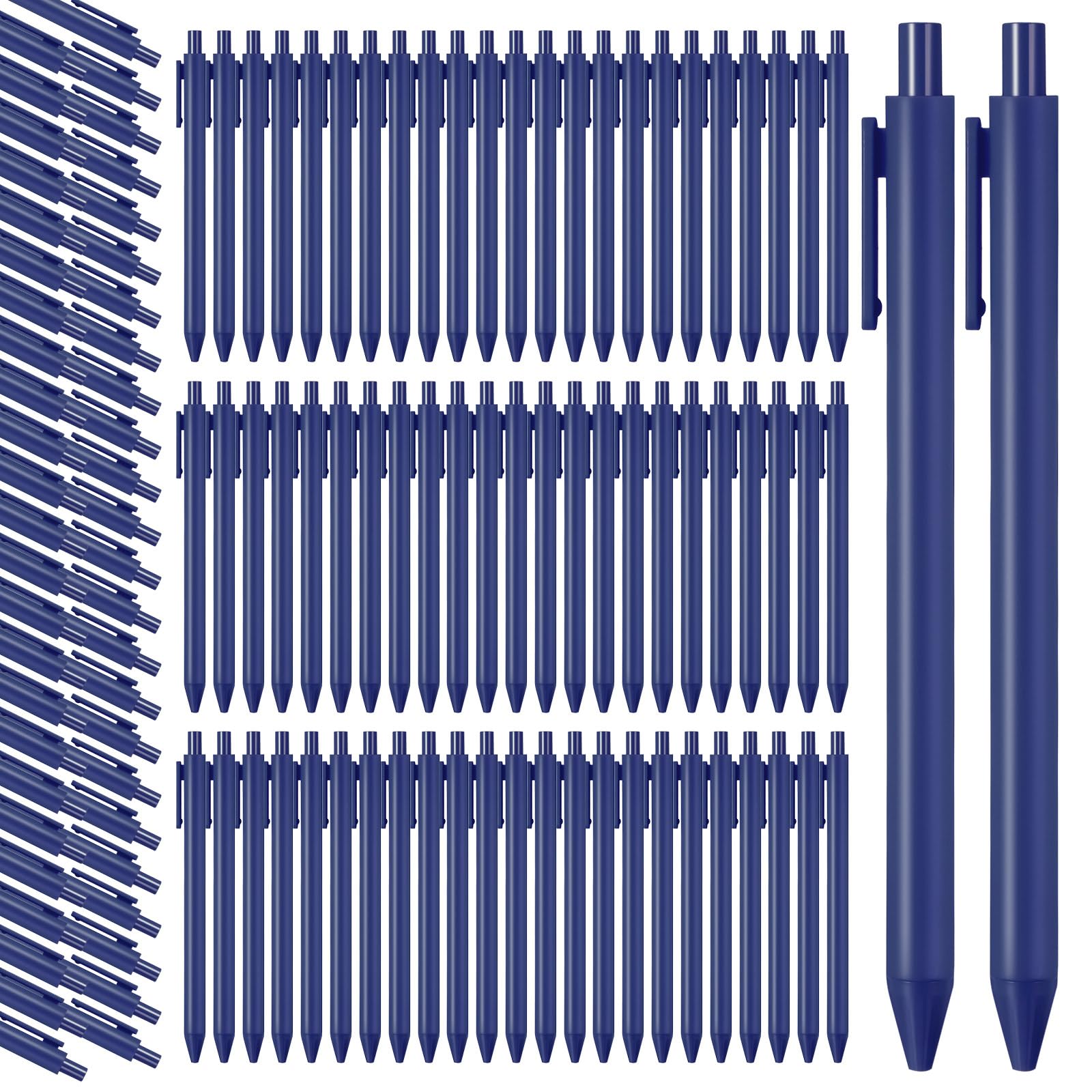 Teling 100 Pcs Ballpoint Pens Retractable Comfortable Cute Stylish Writing Pens in Medium Point 1.0 mm for Office Supplies(Navy)
