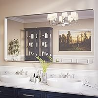 Vista 29 de ISKM Espejo con marco negro para pared de 20 x 16 pulgadas, espejo de tocador de baño antioxidante, vidrio templado, espejo rectangular redondeado