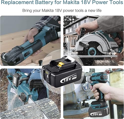 Miniatura 6 de TREE.NB Paquete de 2 baterías de repuesto de 6.0Ah para Makita de 18 V compatibles con baterías Makita de 18 voltios BL1860 BL1850 BL1840 BL1835