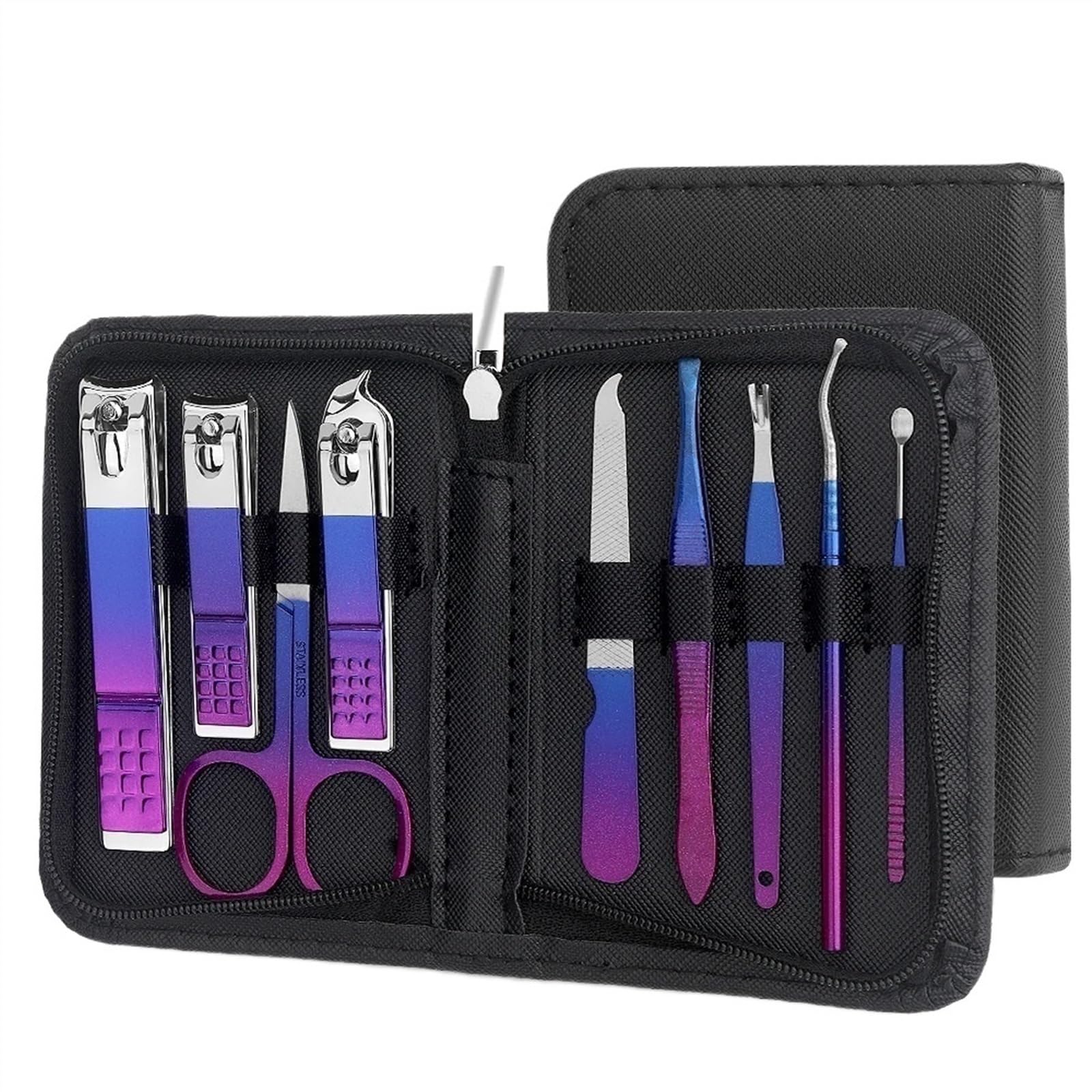Kit de manicura, Set de manicura, Kit de pedicura Profesional con Acero Inoxidable y Tijeras para uñas, con Estuche de Viaje.