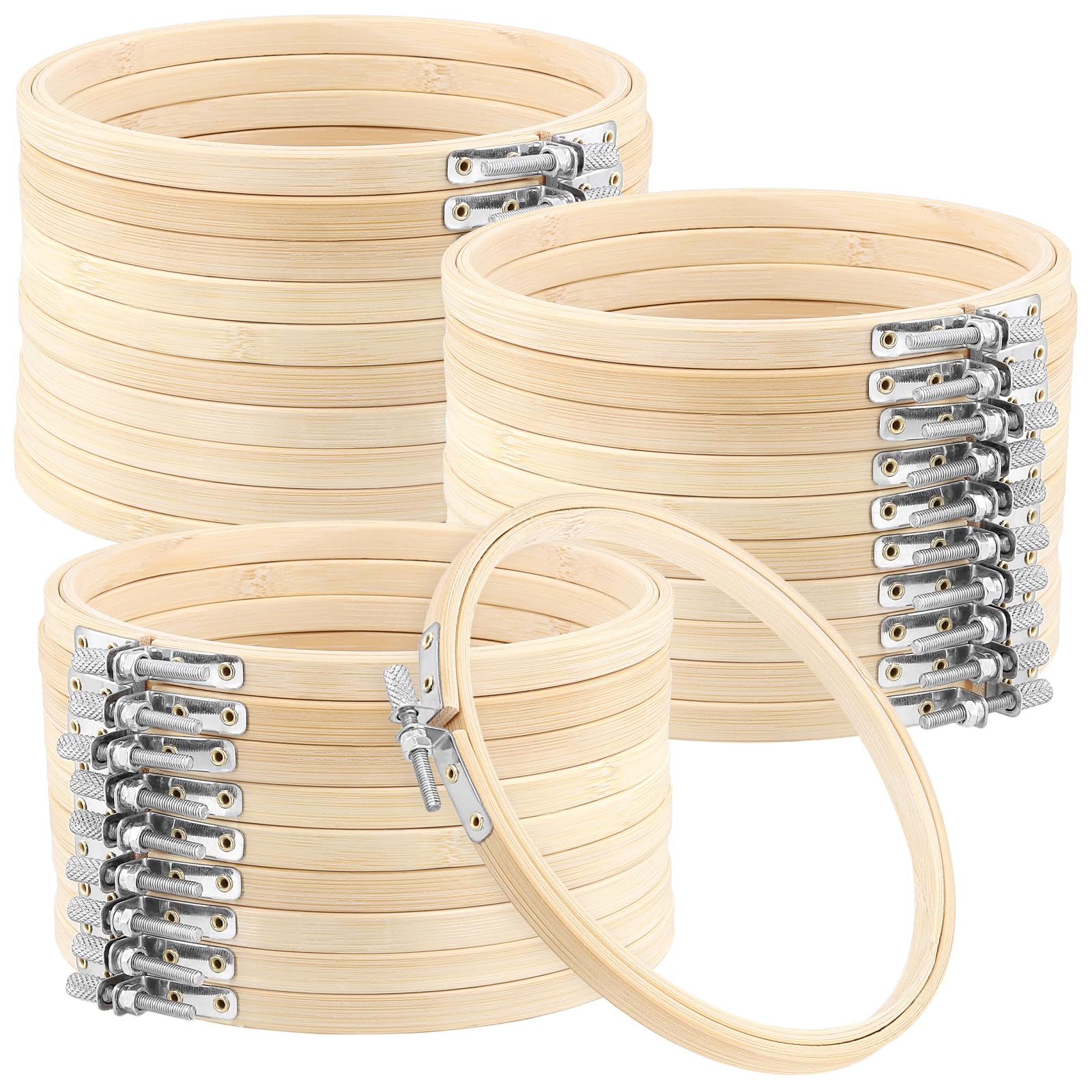 Taicheut Wood 30 Pcs 6 Inch Embroidery Hoops, 15Cm Mini Bamboo Circle, Bamboo Cross Stitch Hoops Ring For Sewing