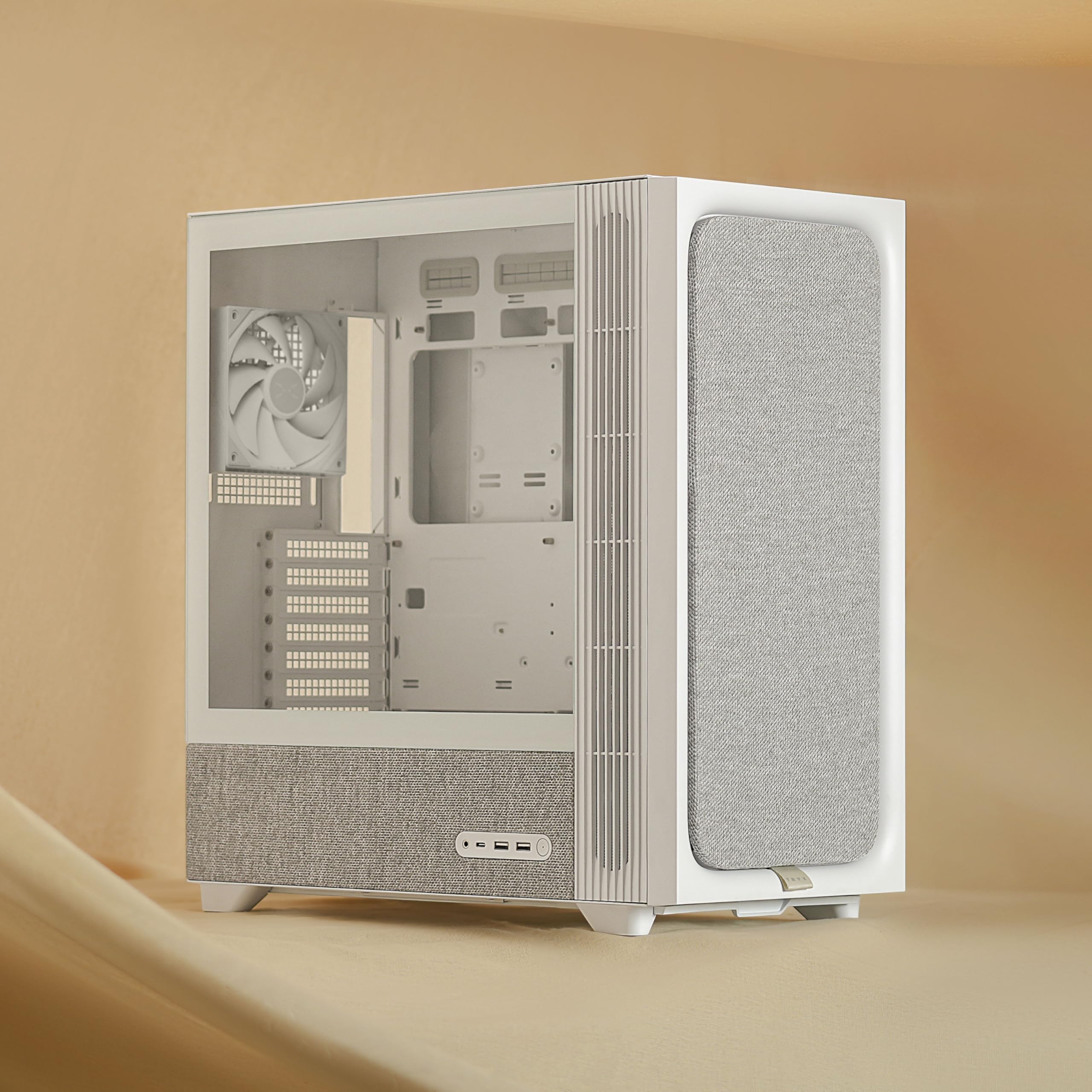 TRYX FLOVA F50 Mid-Tower PC etui z wysokiej jakości tkanymi panelami, konstrukcja chłodzenia krzyżowego, obsługa ukrytego złącza BTF, gotowa do grzejnika 360 mm, prześwit GPU 423 mm, białe