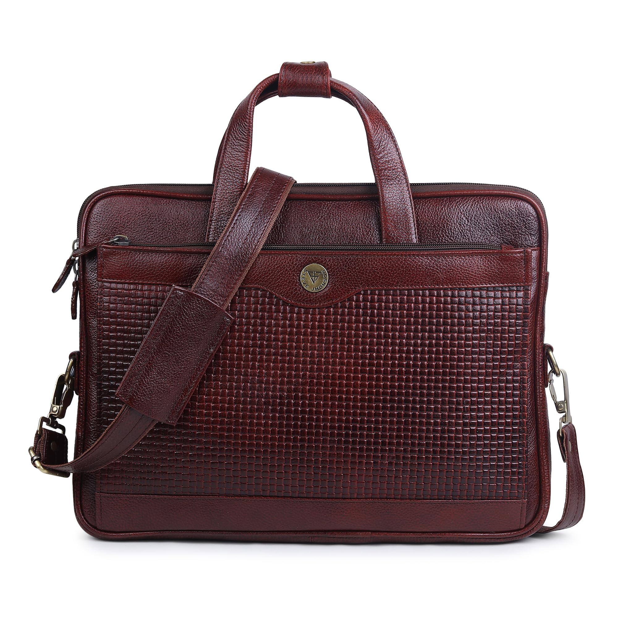 Leather Laptop Bags for Men - 16 Inches Office Bag for Men with Shoulder Strap, Shoulder Messenger Bags for Travel, Executive Side Handbag (Brown)-image-45
