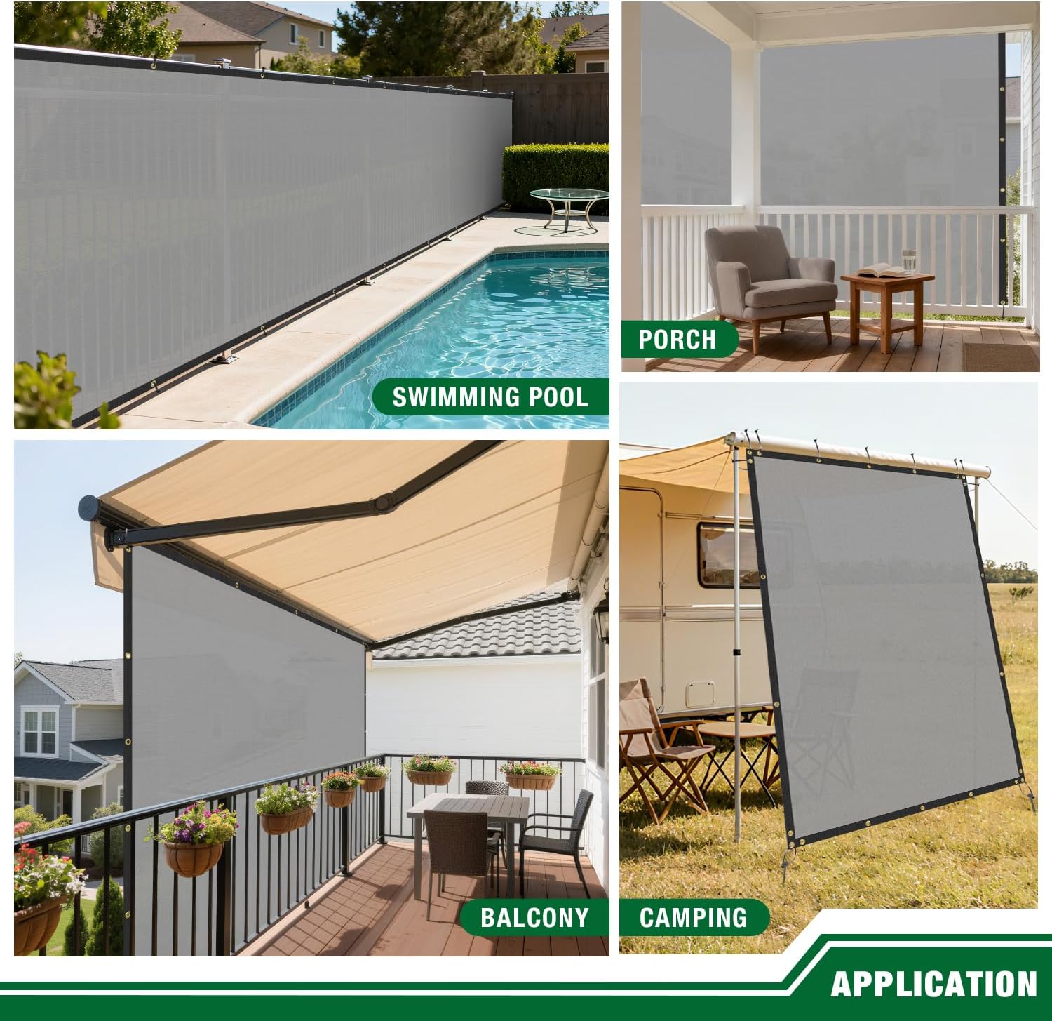 5'x50' Privacy Fence Screen Outdoor Heavy Duty Windscreen Mesh Fencing Shade Net Cover Blockage Temporary Chain Link Fence for Backyard Pool Deck Patio Garden Balcony, Light Gray