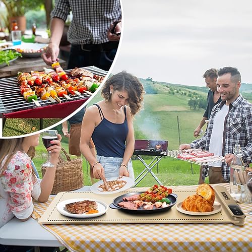 Miniatura 9 de Gardon Tapete de calentamiento para alimentos Calentadores de alimentos de 18 x 11 pulgadas para fiestas, bufé, bandeja calentadora eléctrica con 6
