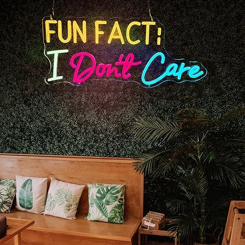 Miniatura 3 de Letrero de neón FUN FACT I Don't Care, letreros de luz de neón LED para decoración de pared, FUN FACT I Don't Care para dormitorio, oficina, bar de