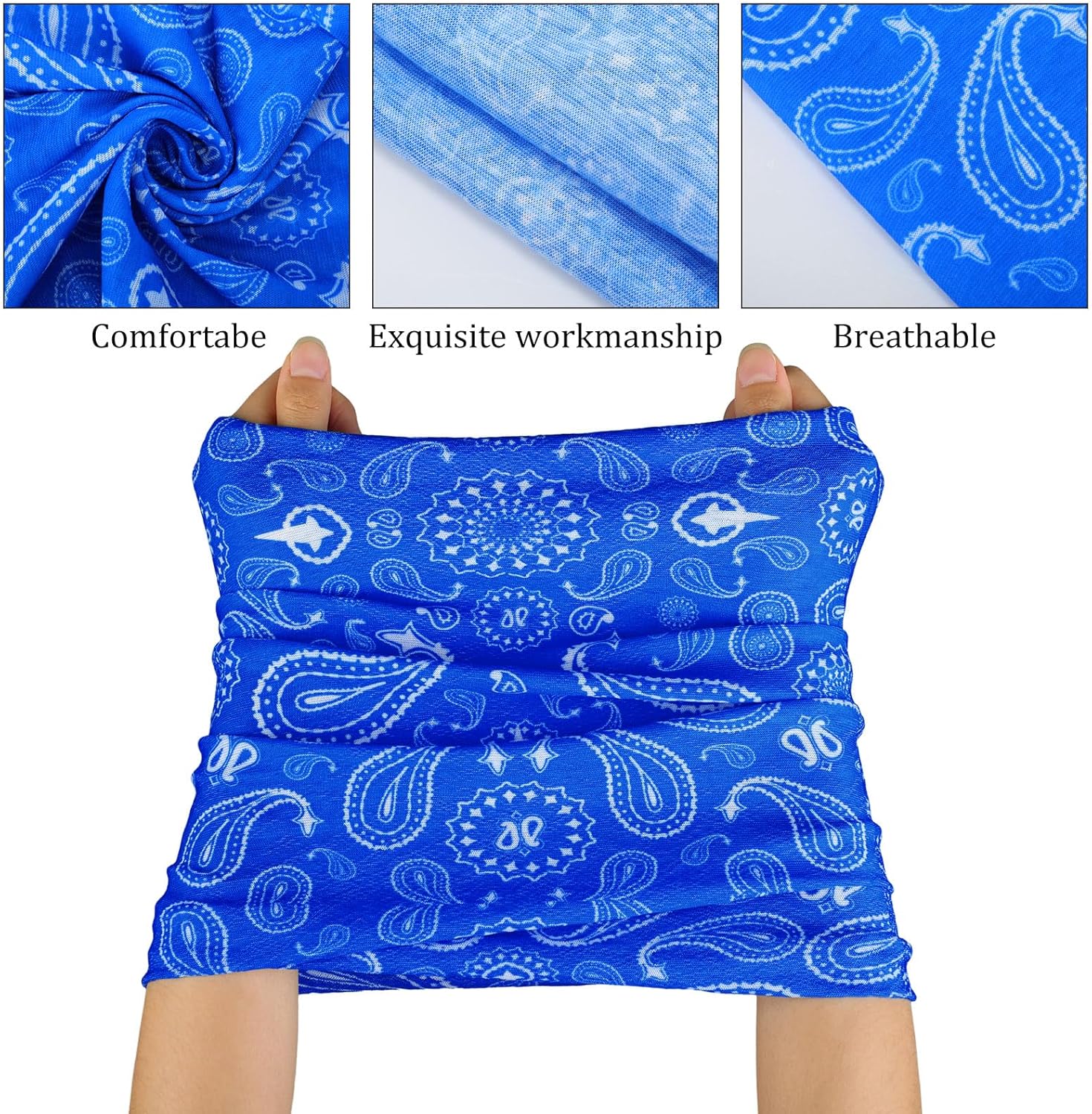 Cozypower 36 Pcs Paisley Bandanas Buffs Seamless Neck Gaiter Face Mask Headwear Balaclava for Men Women Wind UV