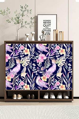 Miniatura 3 de Papel tapiz de pájaros tropicales para despegar y pegar, extraíble, floral, hojas verdes, bohemio, fácil de despegar, autoadhesivo, impermeable,