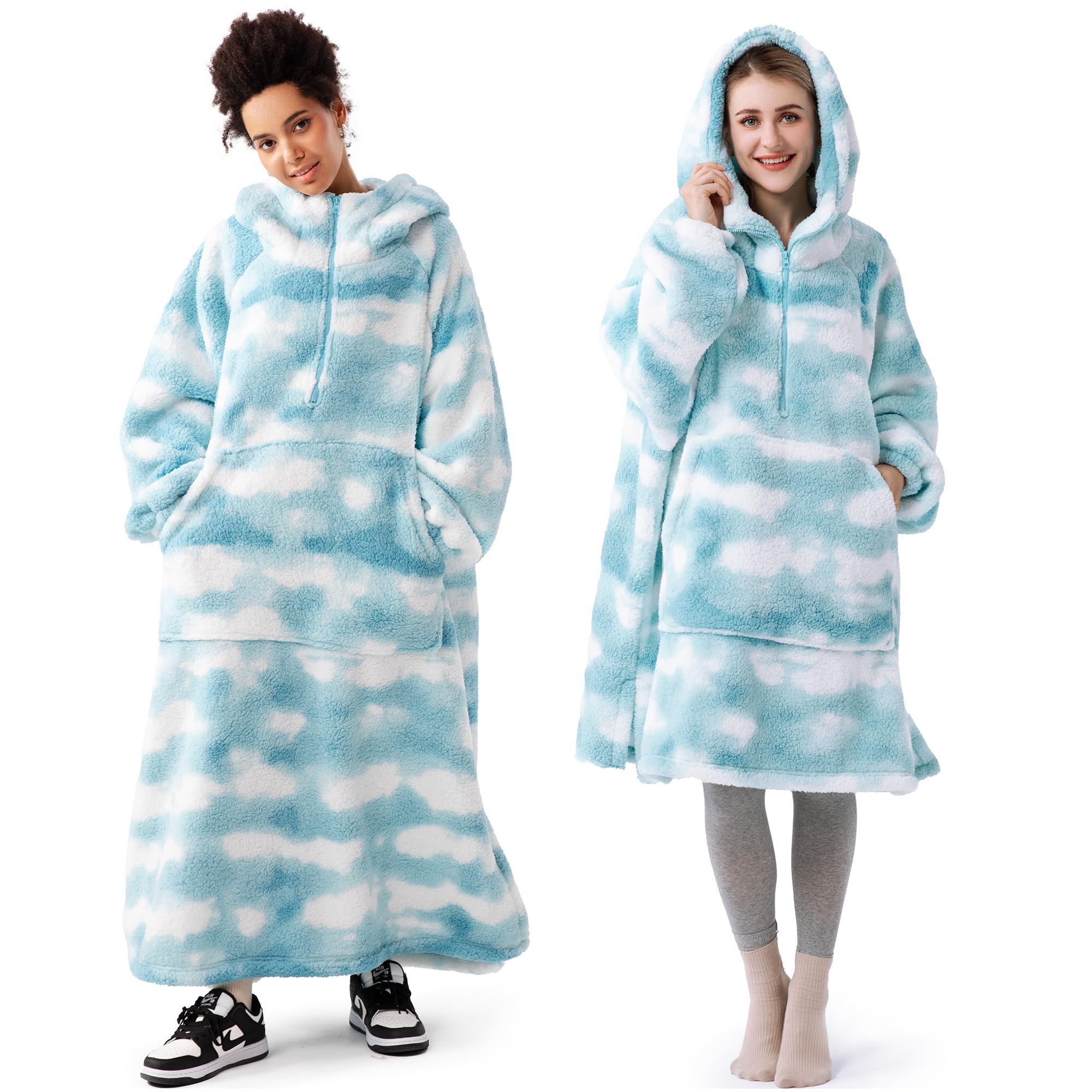 Amazon.com: Winthome Full Body Blanket Hoodie Sweatshirt with Zipper for  Adults Men Women, Extra Long Oversized Sherpa Cozy Hooded Lounging Pullover  Warm Gift : Home u0026 Kitchen