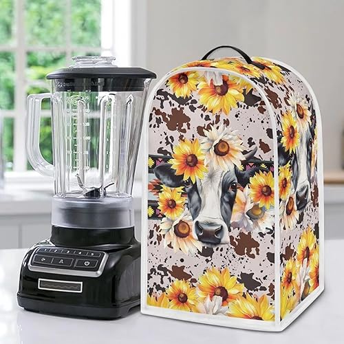 Miniatura 1 de Psesaysky Funda para licuadora de flores de vaca, funda para electrodomésticos de cocina, a prueba de polvo, lavable, resistente a las manchas,