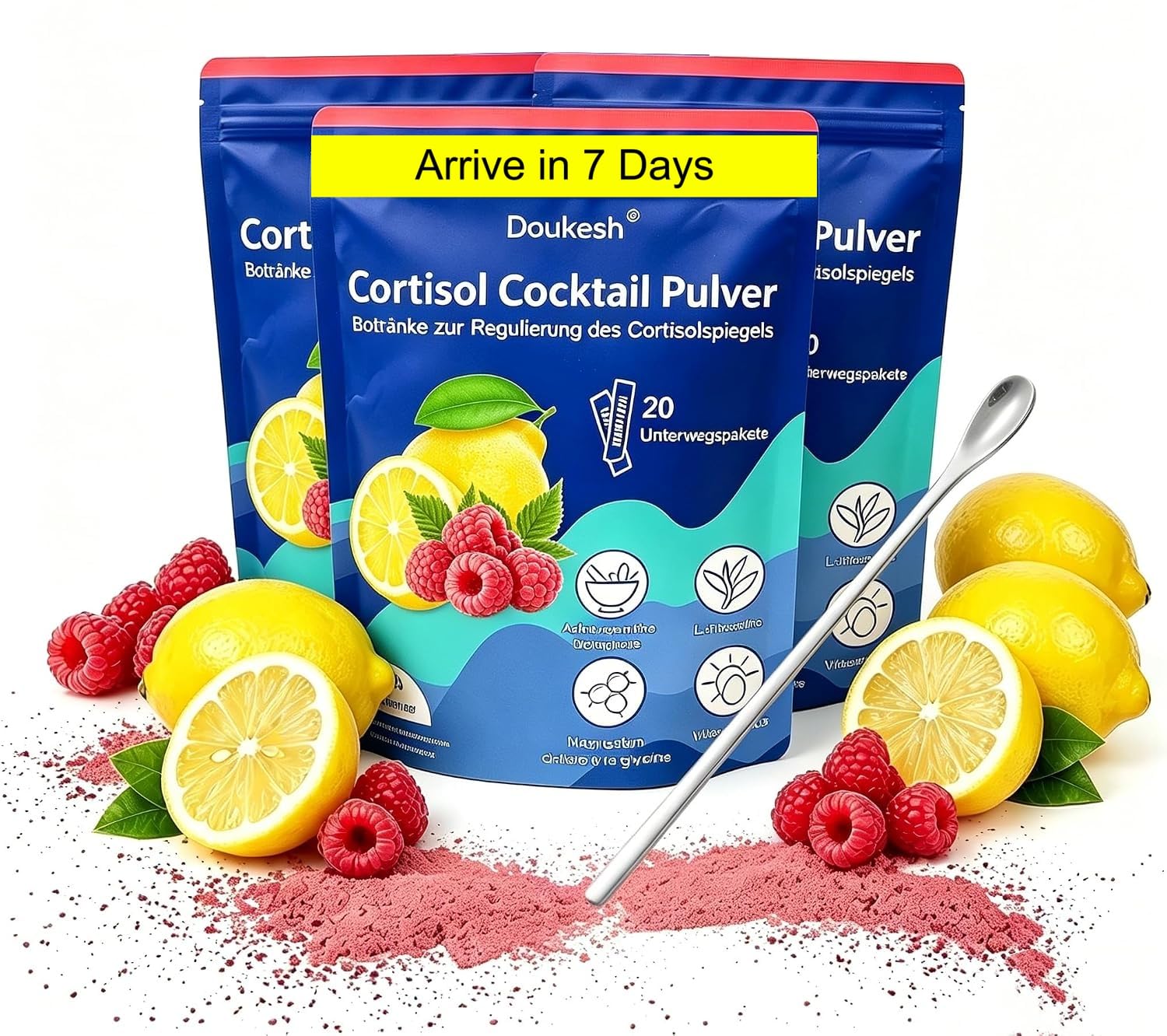 Cortisol Cocktail Pulver 60 Stück Cortisol Senken Abnehmen Entspannt Bleiben für Damen Herren
