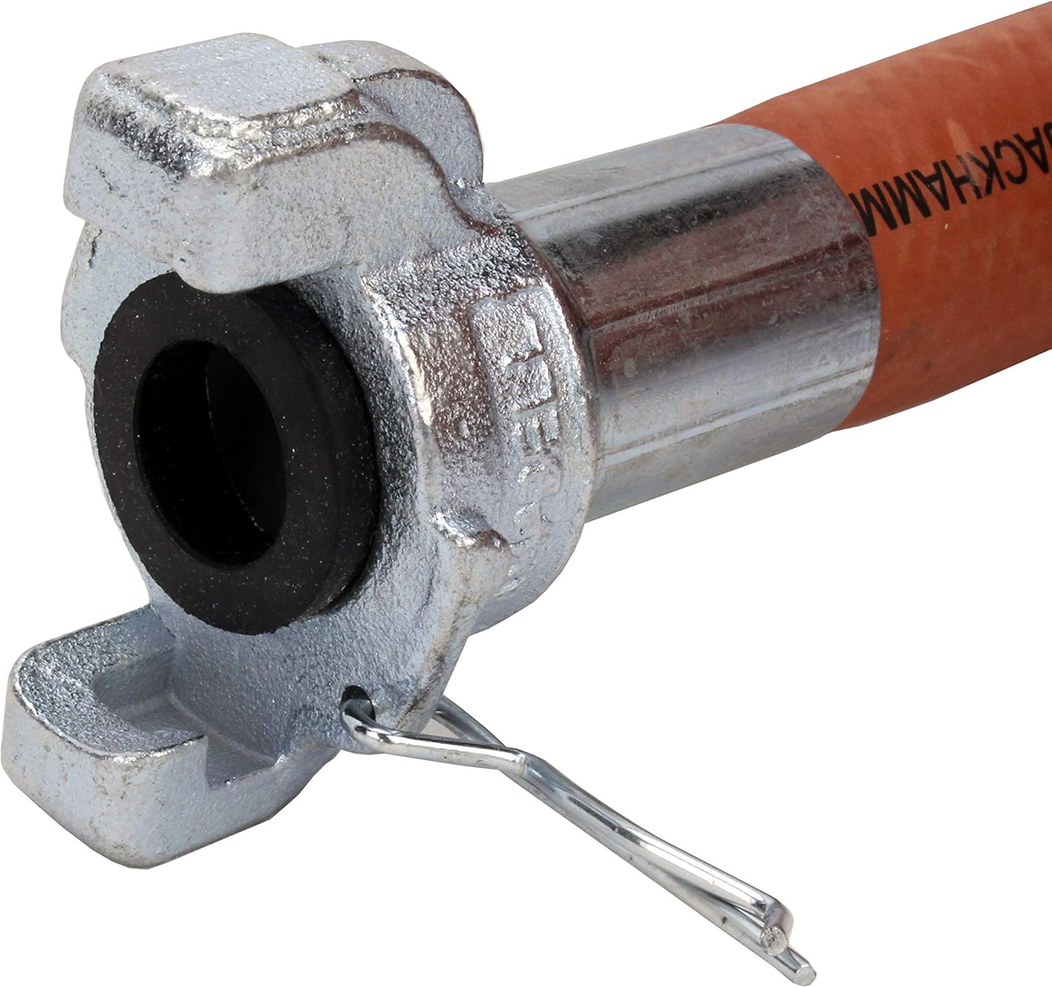 Milton Industries 1638 Industrial Jackhammer Rubber Air Hose 50’ Length x 3/4" Crimped Universal (Chicago) Coupling Connection Fitting, Red - Made in USA