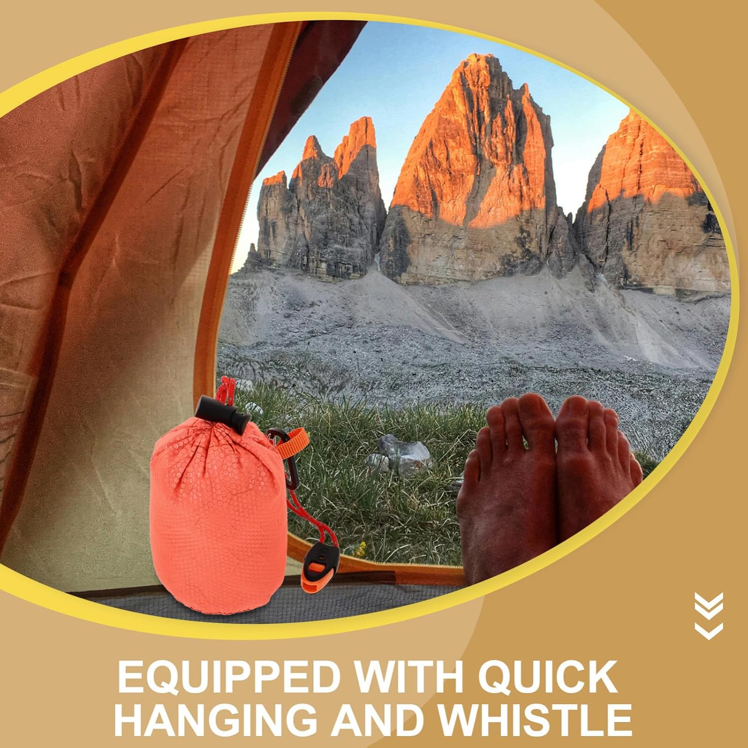 FRCOLOR Emergency Lightweight Thermal Insulation with Heat Reflective Material and Drawstring Bag, Waterproof Portable Sleeping Emergency Bag for Camping and Outdoor Use