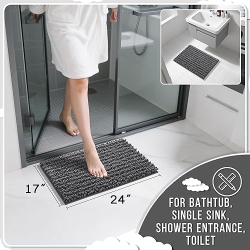 Miniatura 721 de Yimobra - Tapete de baño largo de felpilla, grande de 55.1 x 24 pulgadas, microfibra gruesa, absorbente, extrasuave, antideslizante, peludo, lavable