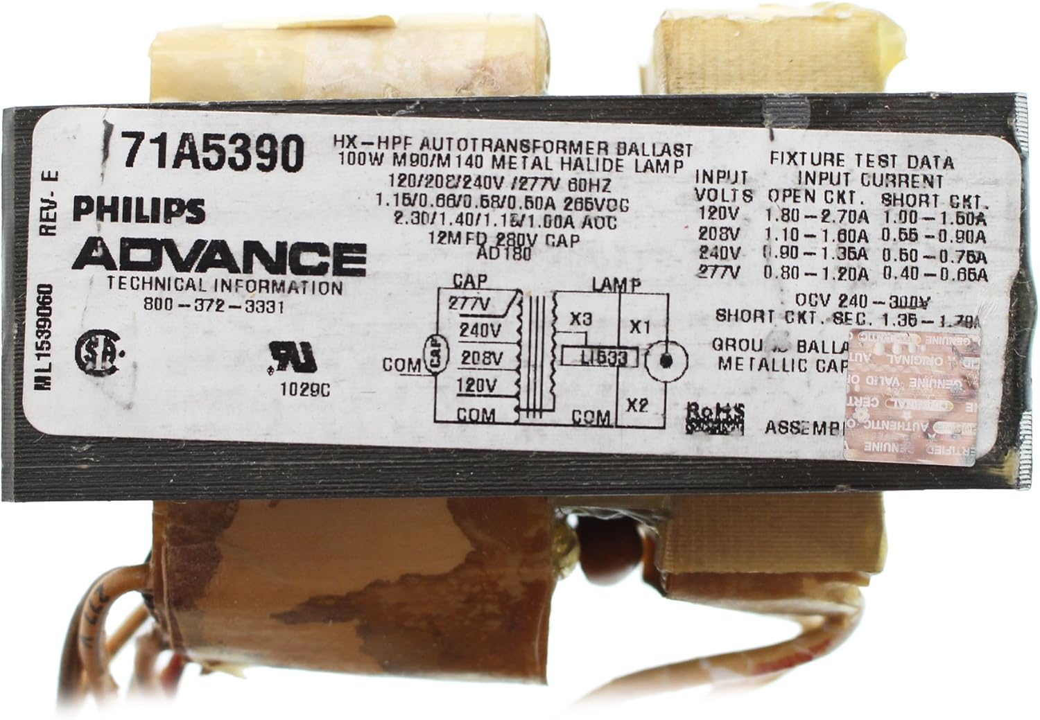 Advance 01783 - 71A5390-001D Metal Halide Ballast Kit